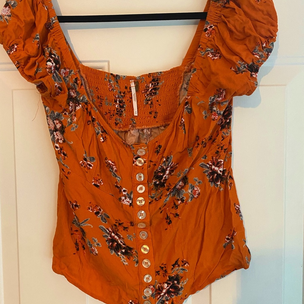 Free people size M orange floral top